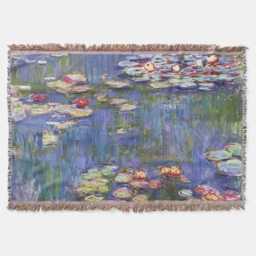 Claude Monet _ Water Lilies  Nympheas Throw Blanket