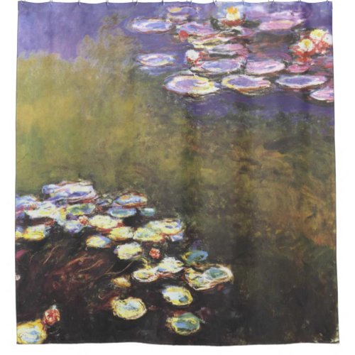 Claude Monet Water Lilies on Green and Purple Shower Curtain