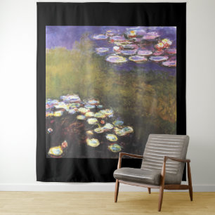 Claude Monet, Water Lilies, on Green and Purple Tapestry