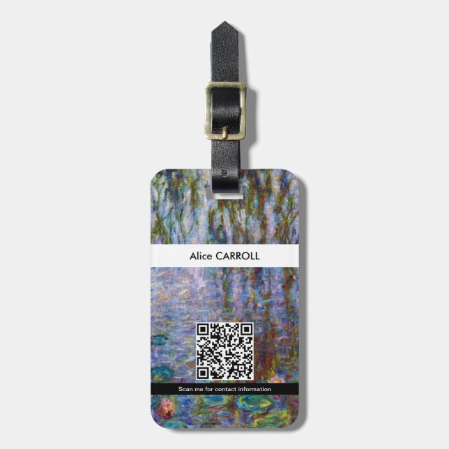 Claude Monet - Water Lilies - QR Code Luggage Tag (Front Vertical)