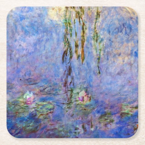 Claude Monet _ Water Lilies Square Paper Coaster