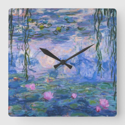 Claude Monet _ Water Lilies Square Wall Clock