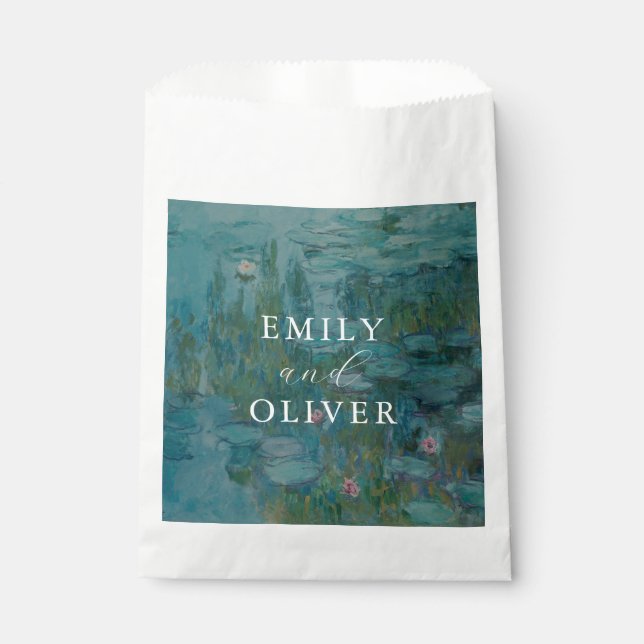 Claude Monet Water Lilies Wedding Favor Bag (Front)