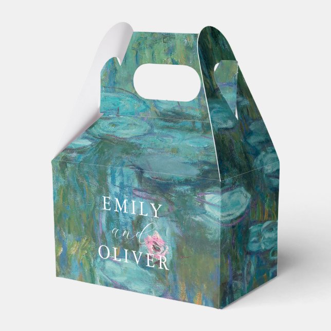 Claude Monet Water Lilies Wedding Favor Boxes (Front Side)