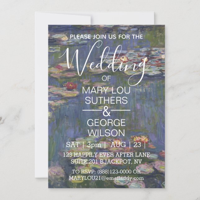 Claude Monet Water Lilies Wedding Invitation (Front)