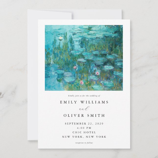 Claude Monet Water Lilies Wedding Invitation (Front)