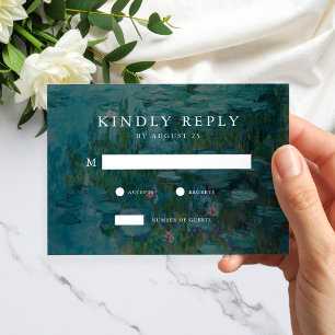 Claude Monet Water Lilies Wedding RSVP Card