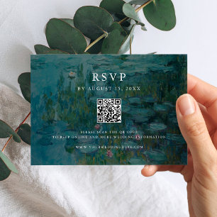 Claude Monet Water Lilies Wedding RSVP Card