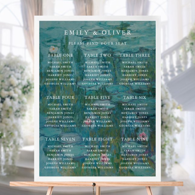 Claude Monet Water Lilies Wedding Seating Chart (Creator Uploaded)