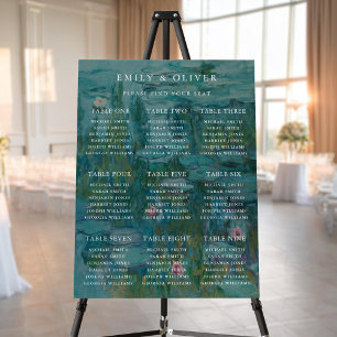 Claude Monet Water Lilies Wedding Seating Chart Foam Board