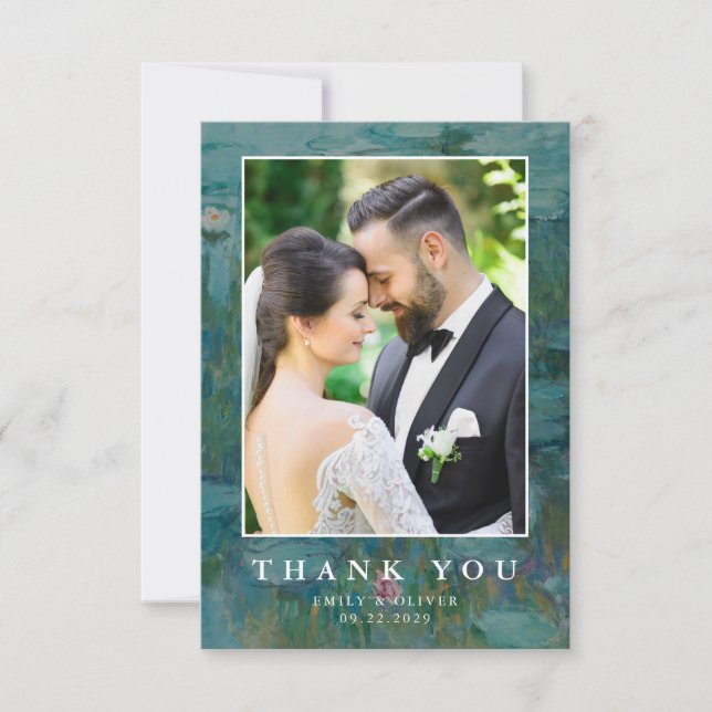 Claude Monet Water Lilies Wedding Thank You Card (Front)