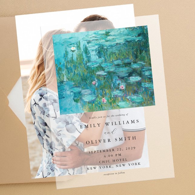 Claude Monet Water Lilies Wedding Vellum Invitations (Creator Uploaded)
