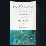 Claude Monet Water Lilies Welcome Wedding Banner<br><div class="desc">Elegant modern wedding welcome banner featuring Claude Monet Water Lilies painting.</div>