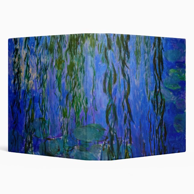 Claude Monet - Water Lilies with weeping willow 3 Ring Binder (Background)