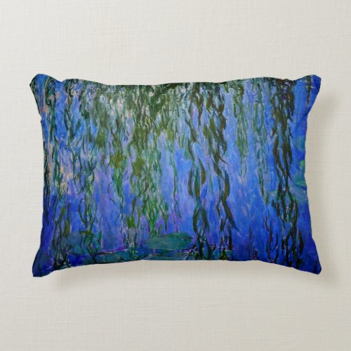 Claude Monet _ Water Lilies with weeping willow Accent Pillow