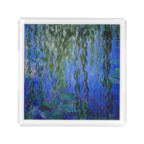 Claude Monet _ Water Lilies with weeping willow Acrylic Tray