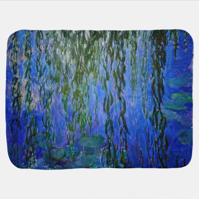 Claude Monet - Water Lilies with weeping willow Baby Blanket (Horizontal)