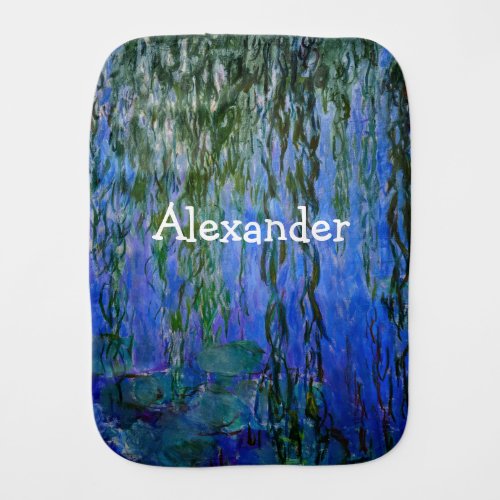 Claude Monet _ Water Lilies with weeping willow Baby Burp Cloth