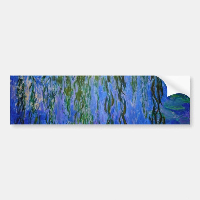 Claude Monet - Water Lilies with weeping willow Bumper Sticker (Front)