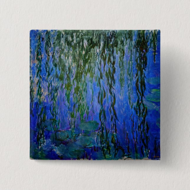 Claude Monet - Water Lilies with weeping willow Button (Front)