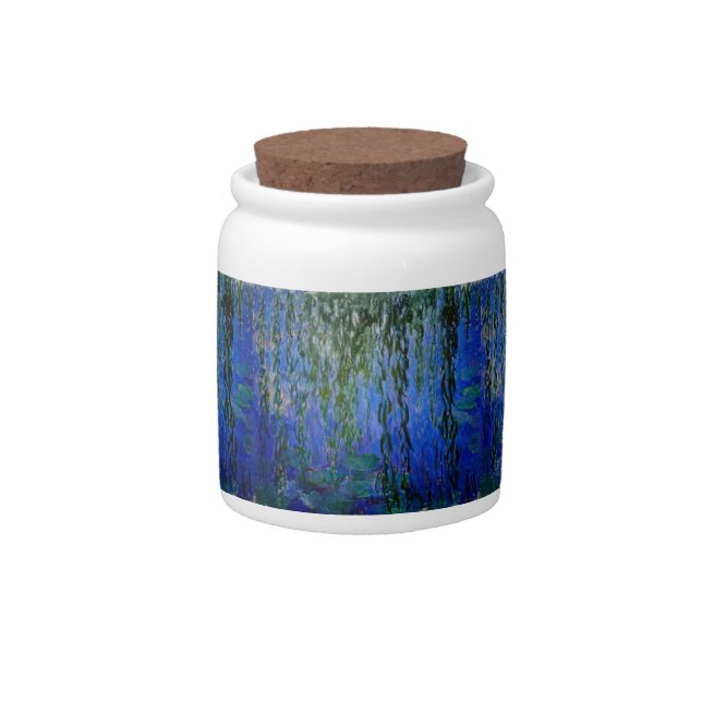 Claude Monet - Water Lilies with weeping willow Candy Jar (Front)