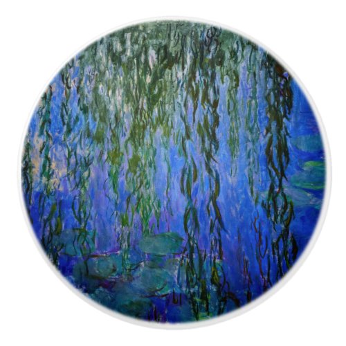 Claude Monet _ Water Lilies with weeping willow Ceramic Knob