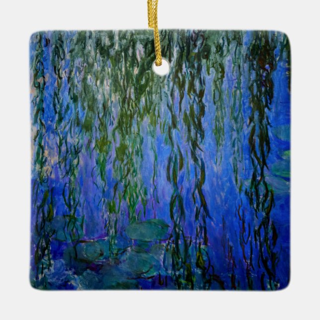Claude Monet - Water Lilies with weeping willow Ceramic Ornament (Front)