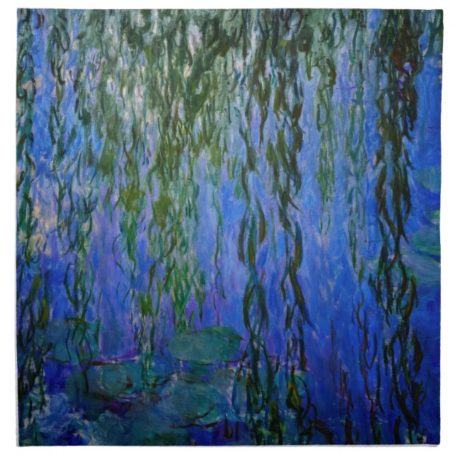 Claude Monet - Water Lilies with weeping willow Cloth Napkin (Front)