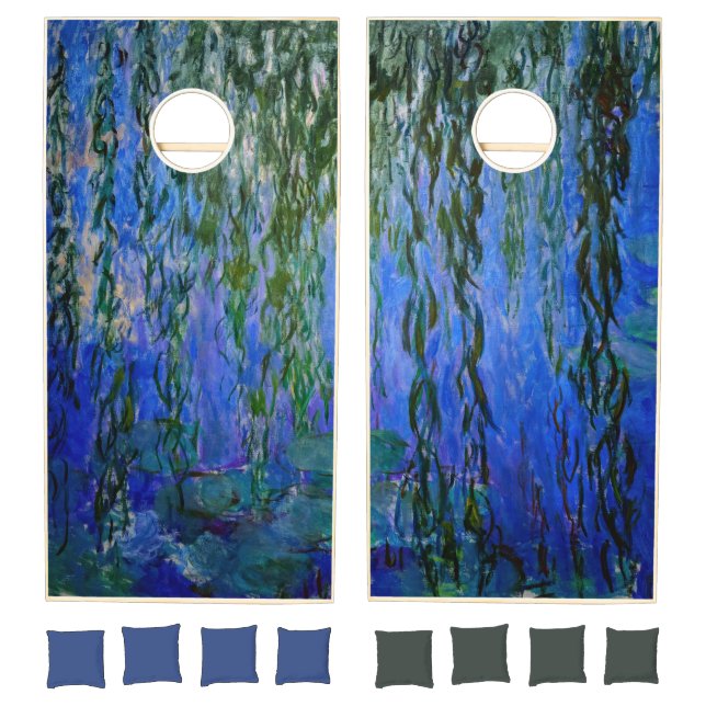 Claude Monet - Water Lilies with weeping willow Cornhole Set (Set)