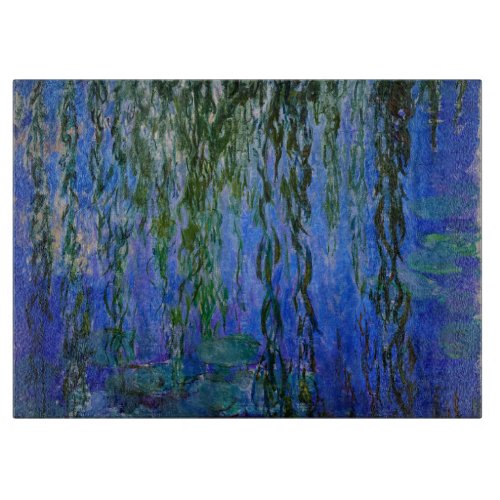 Claude Monet _ Water Lilies with weeping willow Cutting Board