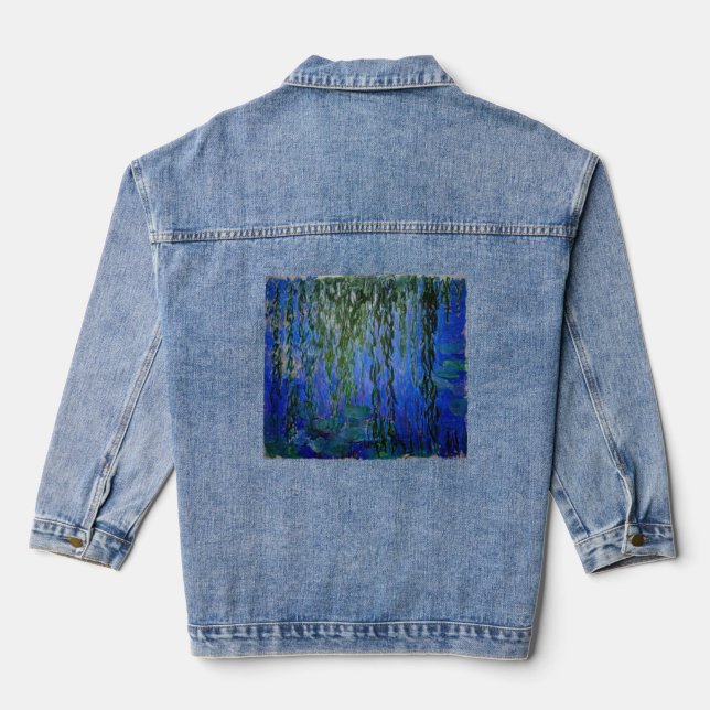 Claude Monet - Water Lilies with weeping willow Denim Jacket (Back)