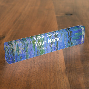 Claude Monet - Water Lilies with weeping willow Desk Name Plate