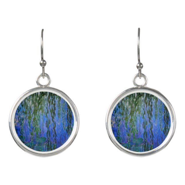 Claude Monet - Water Lilies with weeping willow Earrings (Front)