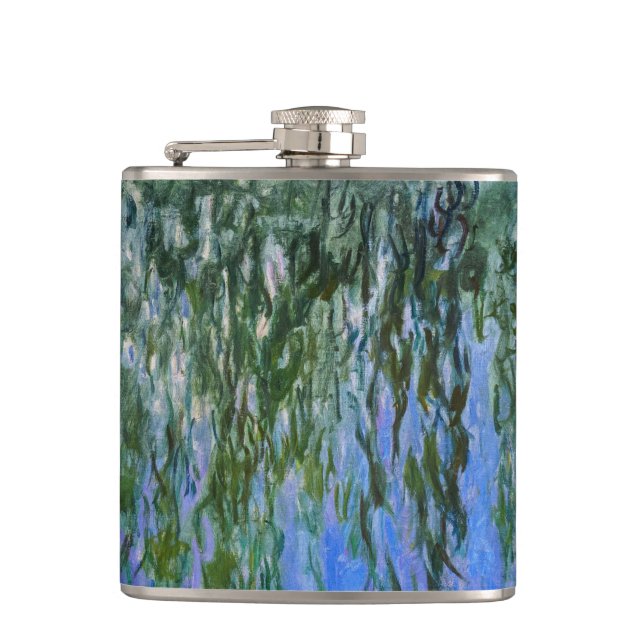 Claude Monet - Water Lilies with weeping willow Flask (Front)