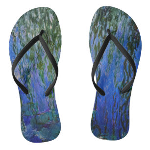Claude Monet - Water Lilies with weeping willow Flip Flops