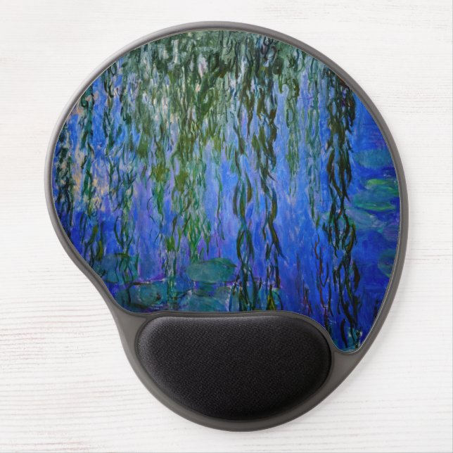 Claude Monet - Water Lilies with weeping willow Gel Mouse Pad (Front)