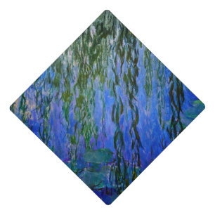 Claude Monet - Water Lilies with weeping willow Graduation Cap Topper