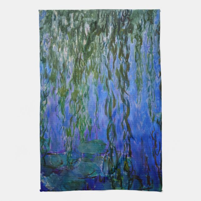 Claude Monet - Water Lilies with weeping willow Kitchen Towel (Vertical)