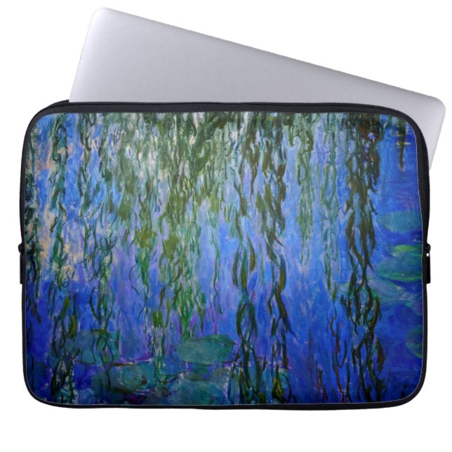 Claude Monet - Water Lilies with weeping willow Laptop Sleeve (Front)