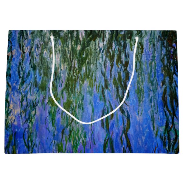 Claude Monet - Water Lilies with weeping willow Large Gift Bag (Front)