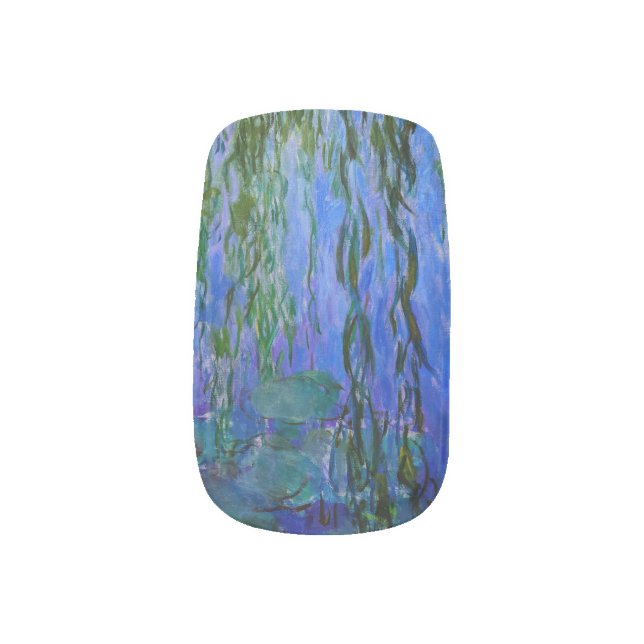Claude Monet - Water Lilies with weeping willow Minx Nail Art (Left Thumb)