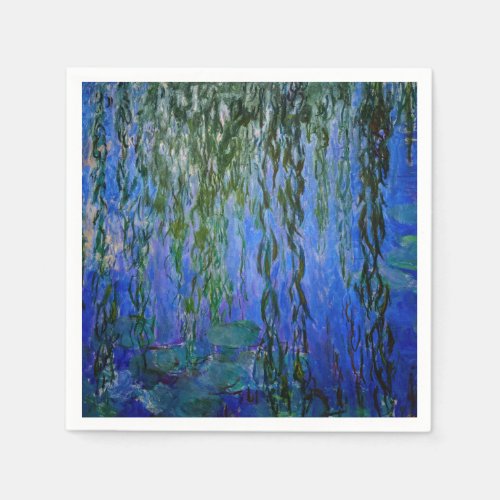 Claude Monet _ Water Lilies with weeping willow Napkins