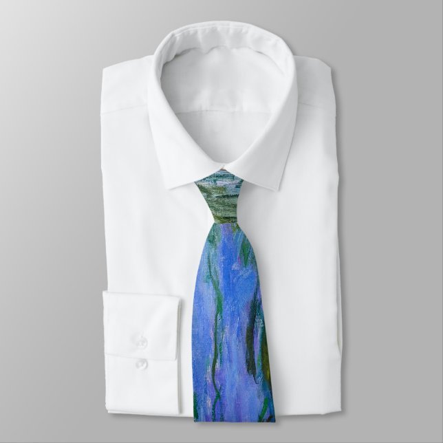 Claude Monet - Water Lilies with weeping willow Neck Tie (Tied)