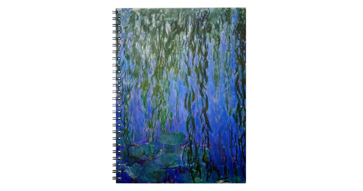 Claude Monet - Water Lilies with weeping willow Notebook | Zazzle