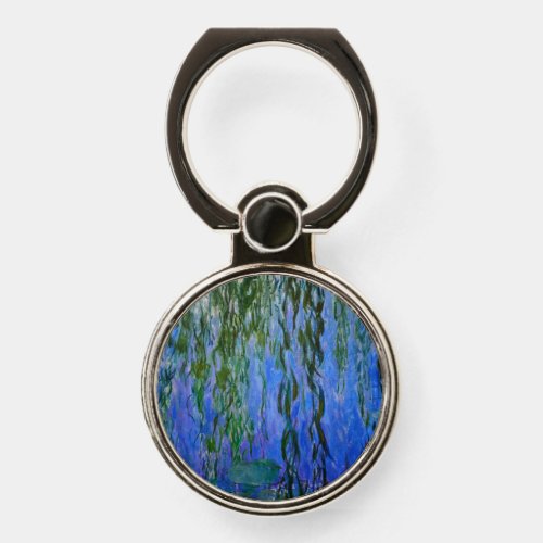 Claude Monet _ Water Lilies with weeping willow Phone Ring Stand