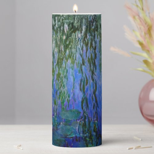 Claude Monet _ Water Lilies with weeping willow Pillar Candle