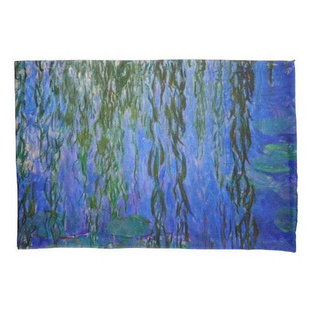 Claude Monet - Water Lilies with weeping willow Pillow Case (Front)