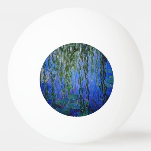 Claude Monet _ Water Lilies with weeping willow Ping Pong Ball