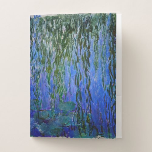 Claude Monet _ Water Lilies with weeping willow Pocket Folder