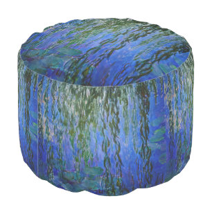 Claude Monet - Water Lilies with weeping willow Pouf